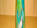 B989-Vaza stil ART DECO veche cu insertie cupru verde.