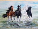 "Si caii iubesc libertatea, iubesc VIATA"pictura ulei panza