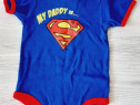 Body din Bumbac, Albastru, My Daddy is SUPERMAN, 80-86cm