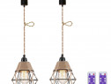 Lampă suspendată stil boho &ndash; set 2 bucăți, cu baterii