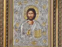 Icoana Iisus Hristos Pantocrator, Argintata Relief 3 D