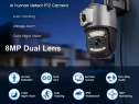 Camera supraveghere duala wifi 8MP+card 64Gb,4K,ONVIF, ICSEE,NVR,