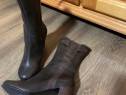 Cizme de damă din piele maro