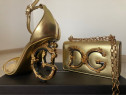 Sandale Dolce&Gabbana aurii din piele