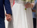 Rochie cununie nunta din voal fin cu funda si bust dantelat Marime 36