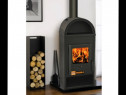 Sobă șemineu pe lemne,neagră,9kw.