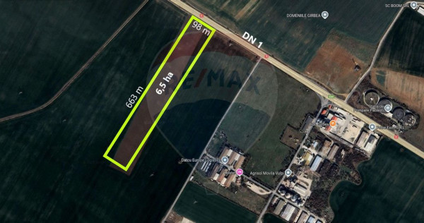 Teren 6.5 ha, deschidere dn1, paulesti
