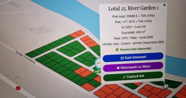 Raritate! teren 450 mp cu vedere la lacul păsărea, 22.689