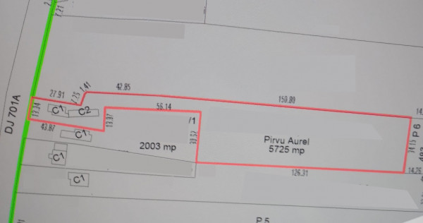Teren 5.725 m tomsani, dâmbovița, la drum județean