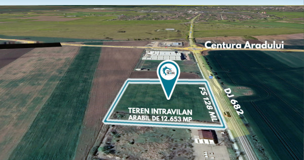 Teren intravilan de 1,26 ha cu fs de 128 ml, la 200 m de centura