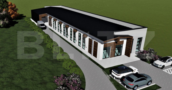 Proprietate comerciala, teren 15.923 mp, 2 hale construite,