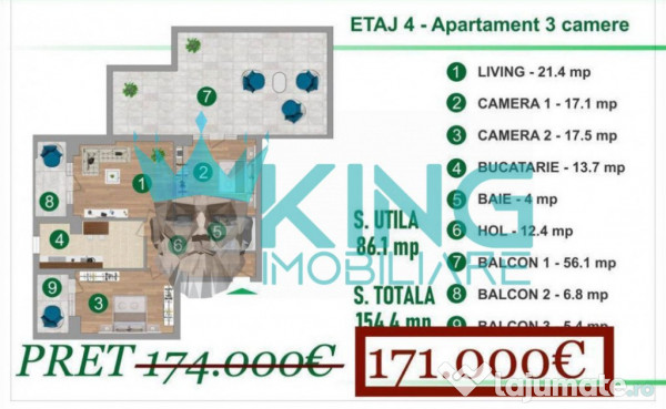 Penthouse 3camere | Colentina | Terasa 56mp | bloc nou | par