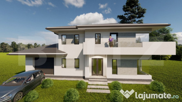 Casa individuala cu garaj, teren 500 mp, la intrare in chint