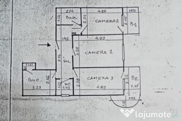 Apartament 3 camere, etajul 1, Gara- Fostul Billa