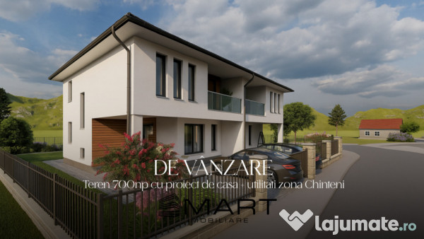 Teren 700 mp, cu autorizatie de constructie + utilitati în