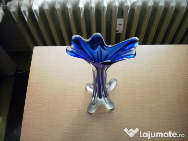 Vaza Vintage Din Cristal Albastru 80 Lei Lajumate Ro