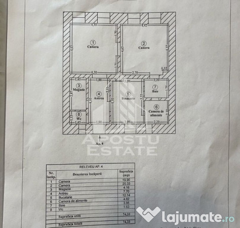 Apartament 3 camere, curte comuna, toate utilitatile, zon...