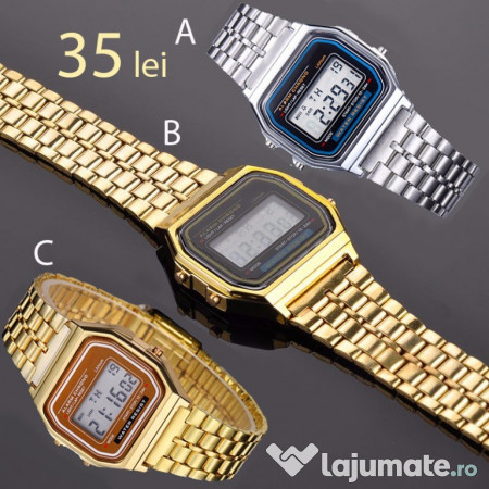 Ceas Ceasuri Vintage Imitatie Casio Auriu Argintiu 35 Ron