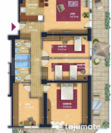 Apartament cu 5 camere, 3 băi, curte situat în vilă, zona